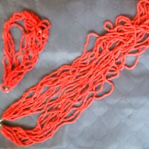 Bead Coral Necklace and Bracelet